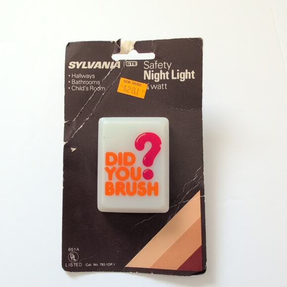 Vintage Sylvania Night Light "Did you Brush?" - 1980s - New In Package TESTED - Picture 6 of 7
